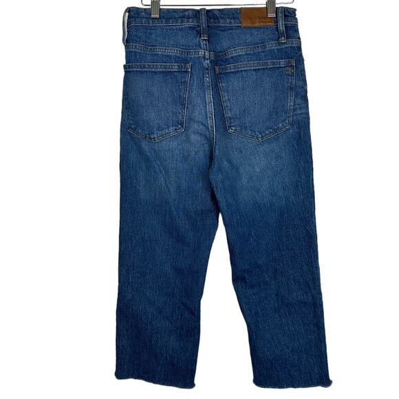 Madewell Jeans Women Size 26 Classic Straight High Rise Raw Hem Crop Medium Wash - Picture 2 of 14